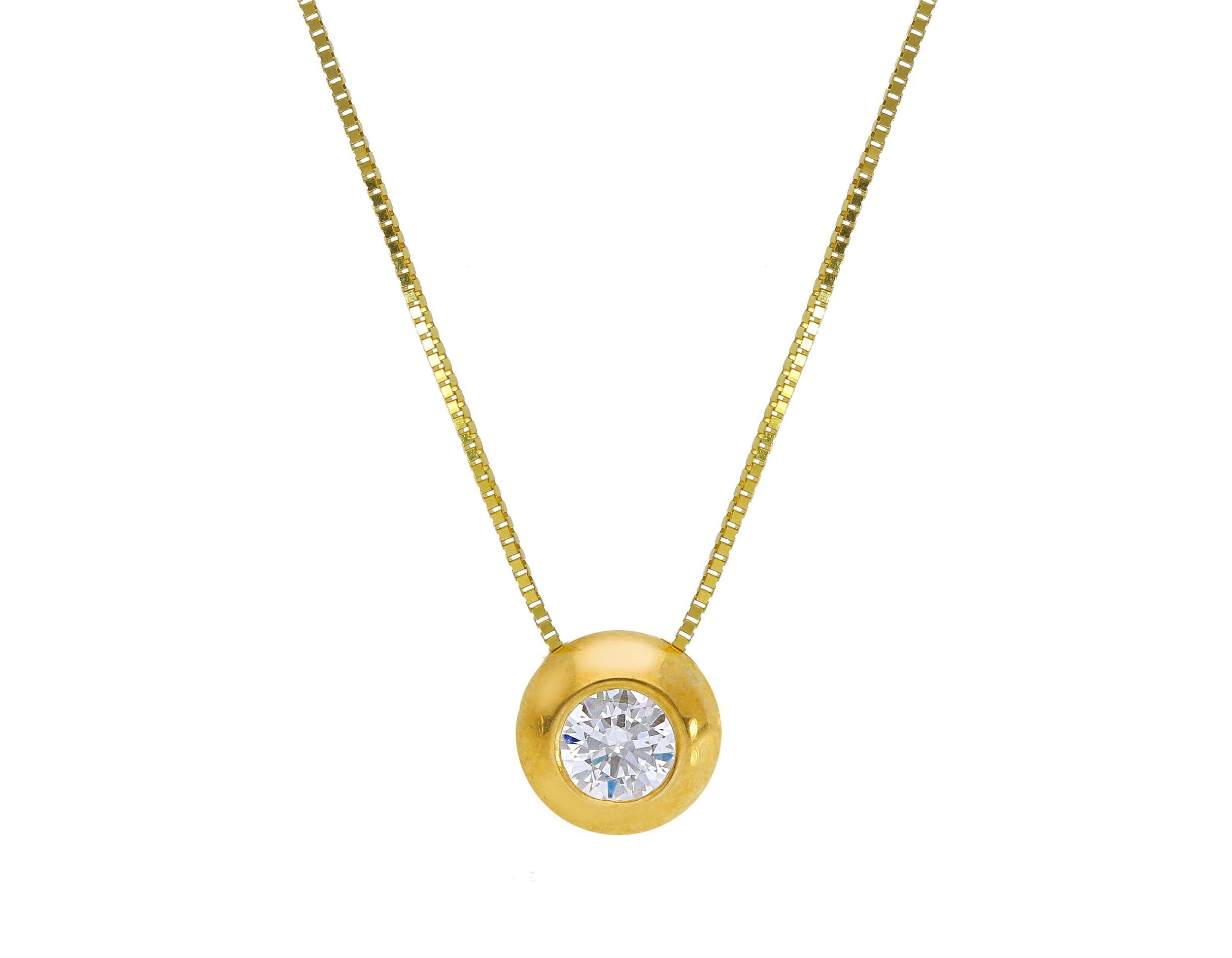 Goden necklace k9 with white zircon (code S168867)
